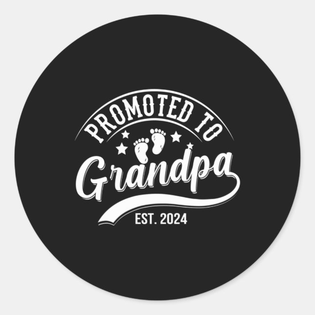 Promoted To Grandpa Est 2024 Classic Round Sticker (Front)