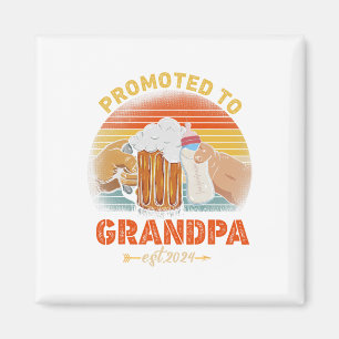 Promoted To Grandpa Est 2024 Fathers Day Vintage  Magnet