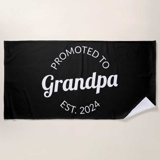 Promoted To Grandpa Est. 2024 I Beach Towel (Front)