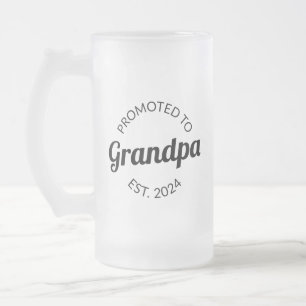 Promoted To Grandpa Est. 2024 I Frosted Glass Beer Mug