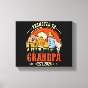 Promoted to Grandpa Est 2024 Retro Fathers Day New Canvas Print