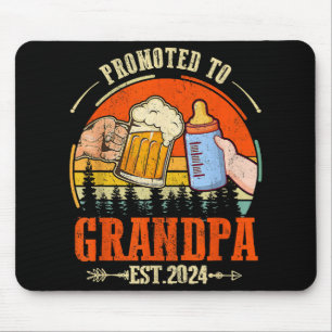 Promoted to Grandpa Est 2024 Retro Fathers Day New Mouse Mat