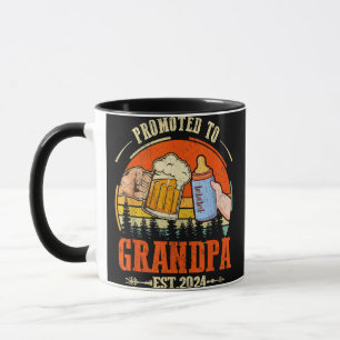 Promoted to Grandpa Est 2024 Retro Fathers Day New Mug