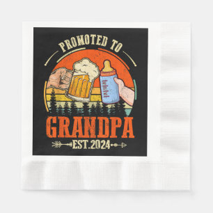 Promoted to Grandpa Est 2024 Retro Fathers Day New Napkin