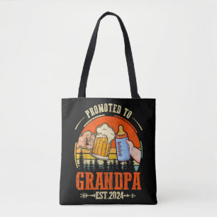Promoted to Grandpa Est 2024 Retro Fathers Day New Tote Bag