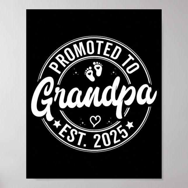 Promoted To Grandpa Est 2025 Grandparents New Gran Poster (Front)