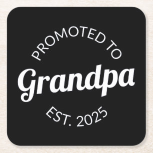 Promoted To Grandpa Est. 2025 I Square Paper Coaster