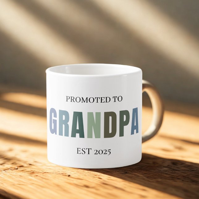 Promoted to Grandpa EST 2025 | New Grandfather  Espresso Cup (Creator Uploaded)