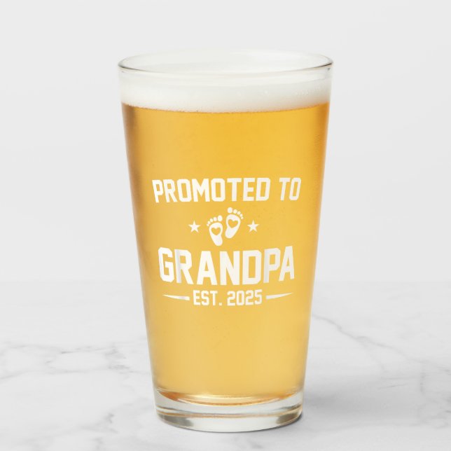 Promoted To Grandpa Est 2025, New Grandpa 2025 Glass (Front Filled)
