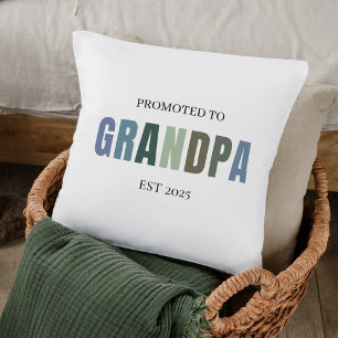 Promoted to Grandpa EST 2025   Soft Pastel Cushion