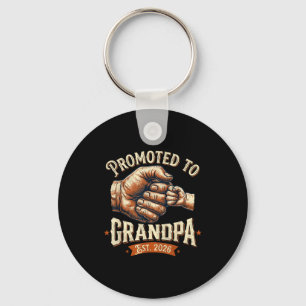 Promoted to grandpa est 2026 fist bump baby key ring