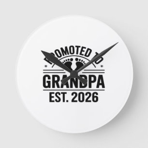 Promoted to Grandpa, Est. 2026, Funny New Grandpa Round Clock