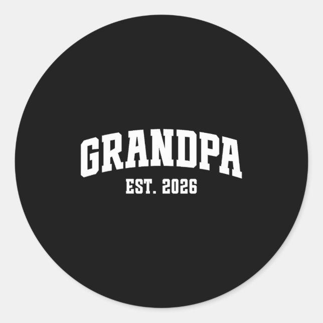 Promoted To Grandpa Est. 2026 Grandparent Baby Ann Classic Round Sticker (Front)