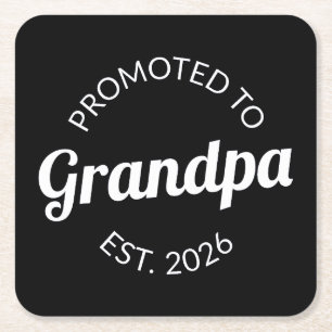 Promoted To Grandpa Est. 2026 I Square Paper Coaster