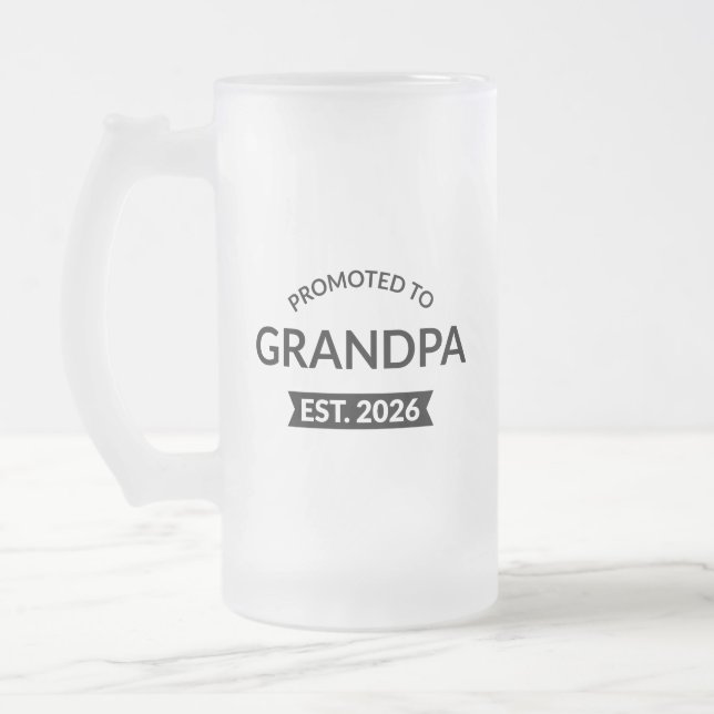 Promoted To Grandpa Est. 2026 II Frosted Glass Beer Mug (Left)