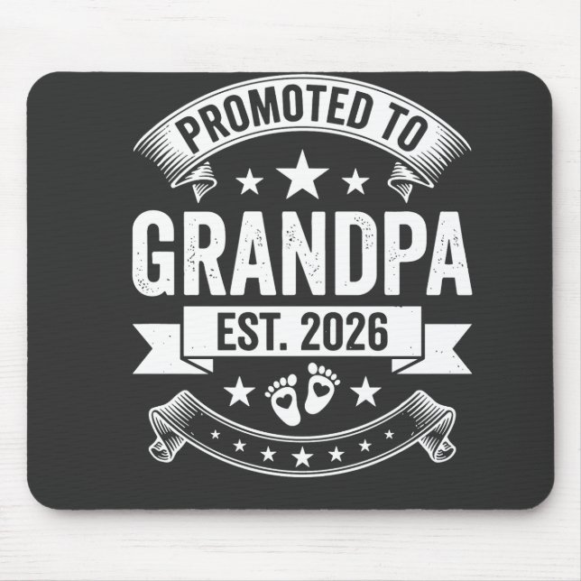 Promoted to Grandpa Est 2026 New Grandpa Announcem Mouse Mat (Front)