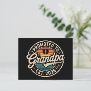 Promoted To Grandpa Est 2026 Pregnancy Retro Announcement Postcard