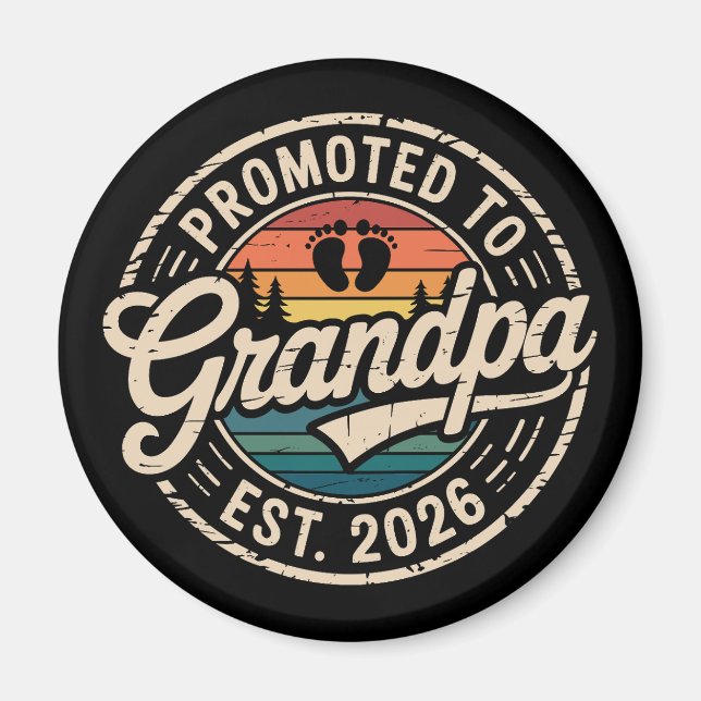 Promoted To Grandpa Est 2026 Pregnancy Retro Magnet (Front)