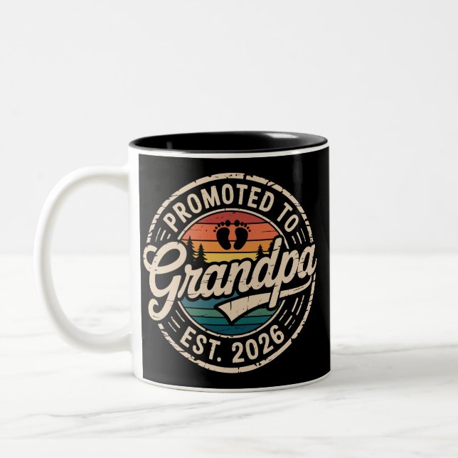 Promoted To Grandpa Est 2026 Pregnancy Retro Two-Tone Coffee Mug (Left)