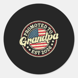 Promoted To Grandpa Est 2026 Retro Vintage New Gra Classic Round Sticker