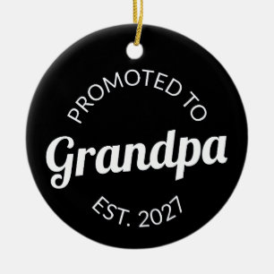Promoted To Grandpa Est 2027 New Papa I Ceramic Tree Decoration
