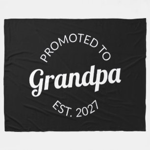 Promoted To Grandpa Est 2027 New Papa I Fleece Blanket