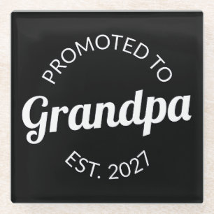 Promoted To Grandpa Est 2027 New Papa I Glass Coaster