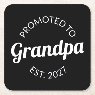 Promoted To Grandpa Est 2027 New Papa I Square Paper Coaster