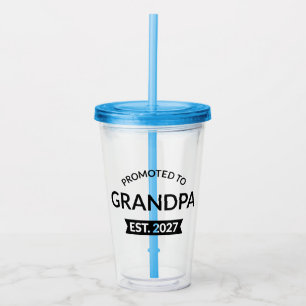 Promoted To Grandpa Est 2027 New Papa II Acrylic Tumbler