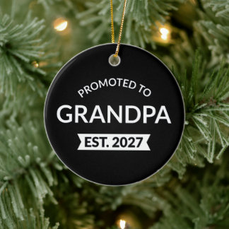 Promoted To Grandpa Est 2027 New Papa II Ceramic Tree Decoration
