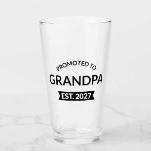 Promoted To Grandpa Est 2027 New Papa II Glass