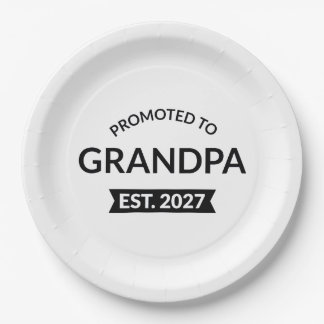 Promoted To Grandpa Est 2027 New Papa II Paper Plate