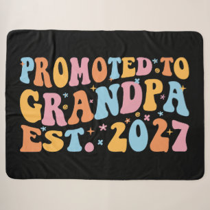 Promoted To Grandpa Est 2027 New Papa Sherpa Blanket