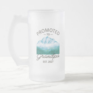 Promoted To Grandpa Est 2027 New Papa VI Frosted Glass Beer Mug