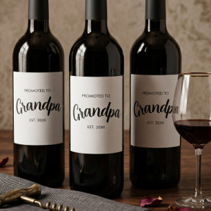 Promoted To Grandpa Established Custom Year White Wine Label