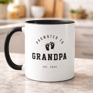 Promoted to Grandpa Footprints Mug