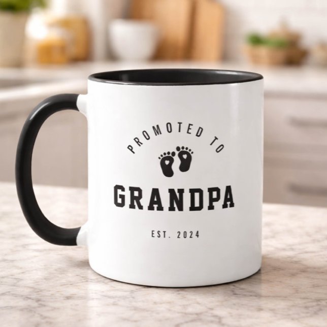 Promoted to Grandpa Footprints Mug (Creator Uploaded)