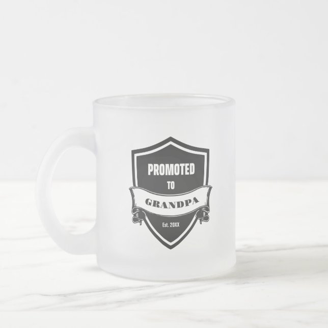Promoted to Grandpa Frosted Glass Coffee Mug (Left)