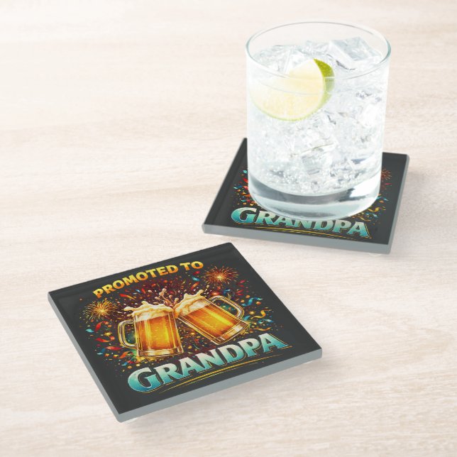 Promoted To Grandpa Future Glass Coaster (Angled)