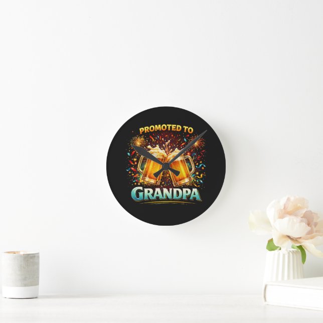 Promoted To Grandpa Future Round Clock (Home)