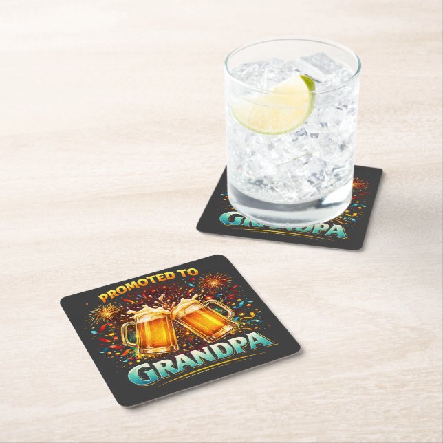 Promoted To Grandpa Future Square Paper Coaster (Insitu)