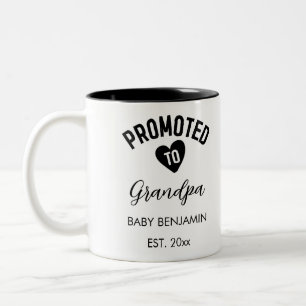 Promoted to Grandpa Personalised Baby Name Two-Tone Coffee Mug