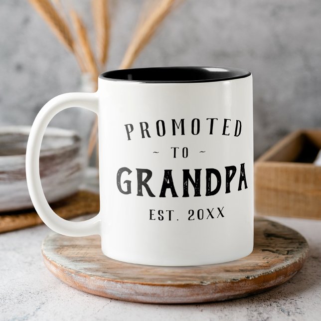 Promoted To Grandpa Pregnancy Announcement Photo Two-Tone Coffee Mug (Creator Uploaded)