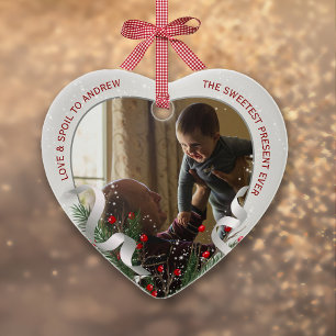 Promoted to Grandpa Silver Frame 1st Christmas  Ceramic Tree Decoration