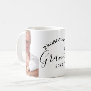 Promoted to Grandpa Typography 2 Photo Collage Coffee Mug