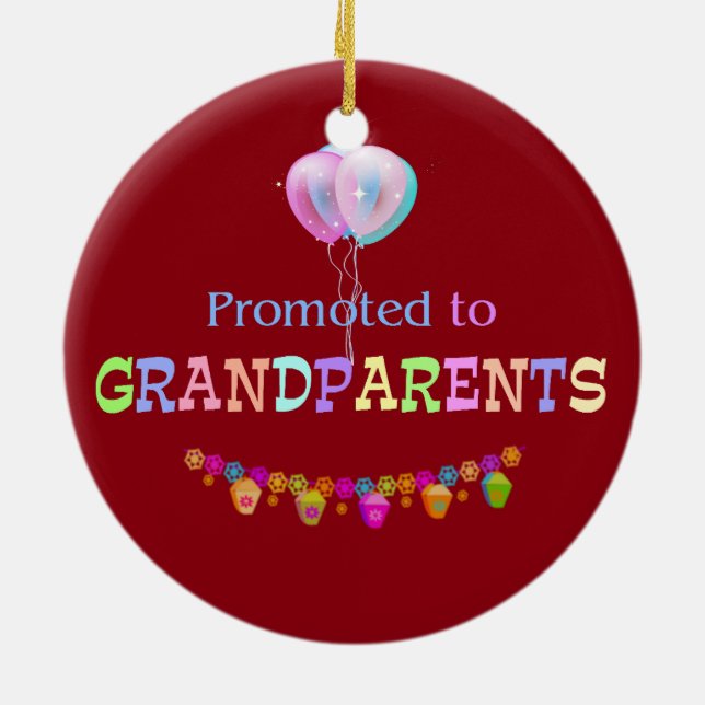 Promoted to Grandparents, celebration Ceramic Tree Decoration (Back)