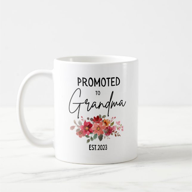 Promoted To Grandparents Est 2023 Grandma Mug (Left)