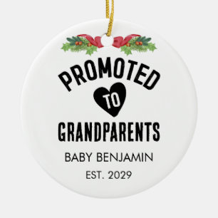 Promoted to Grandparents Personalized Baby Name Ceramic Tree Decoration