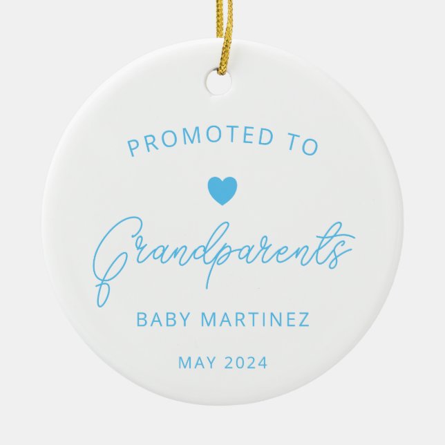 Promoted to Grandparents Pregnancy Announcement Ceramic Tree Decoration (Front)