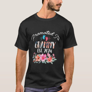 Promoted To Granny 2024 Cute Floral Family Pregnan T-Shirt